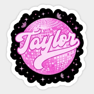 Girl Retro TAYLOR First Name Personalized Disco 70's Sticker